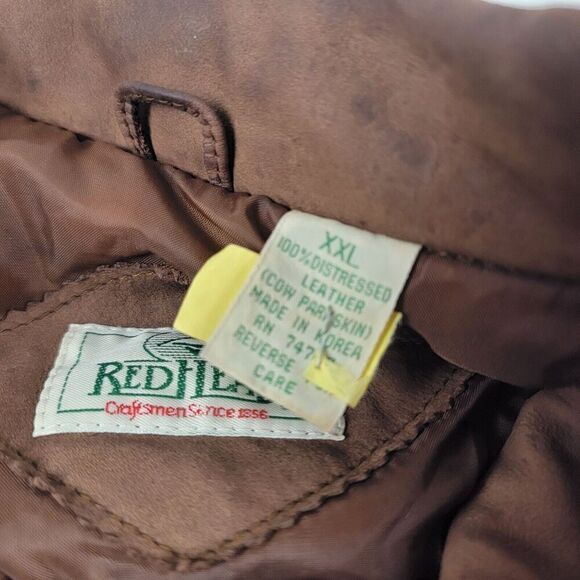 Vintage Red Head 100% Distressed Leather Bomber Hunting Jacket Mens XXL Redhead - Picture 7 of 15